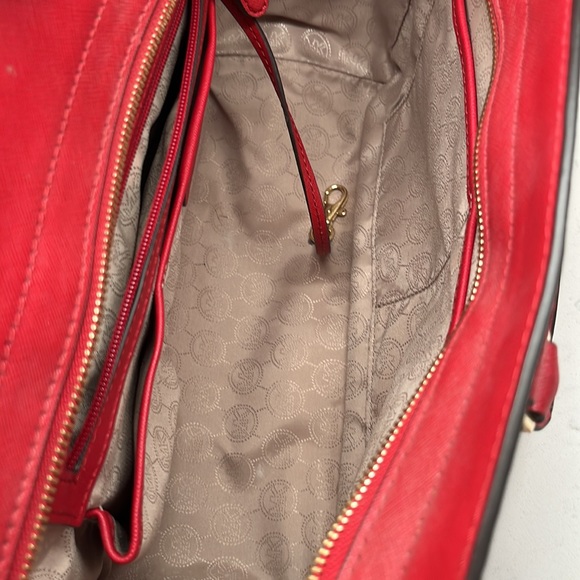 Michael Kors Red Crossbody Bag with Gold Accents - Picture 11 of 13